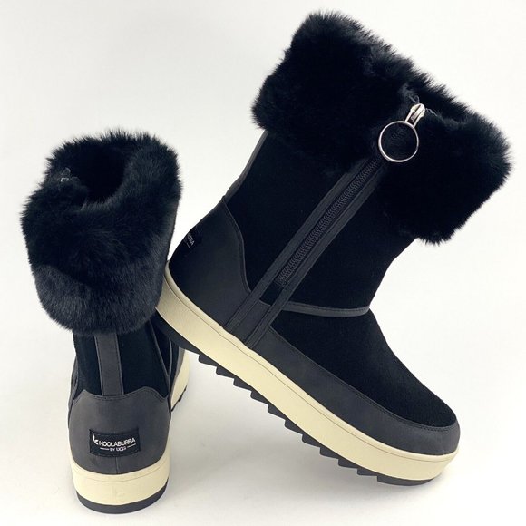 Koolaburra by UGG Tynlee Black Women's Boots Faux Fur Suede Zip NO SHOE BOX